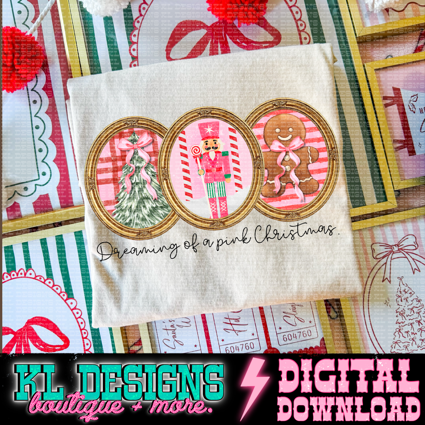 Pink Christmas Frames | Digital Download