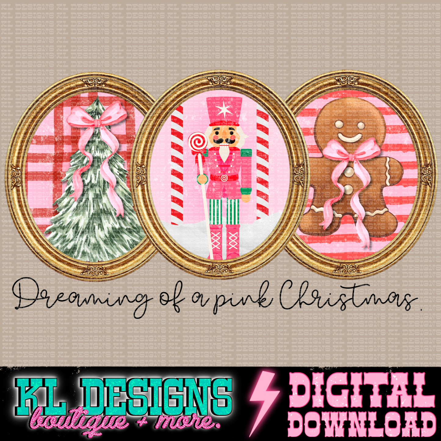 Pink Christmas Frames | Digital Download