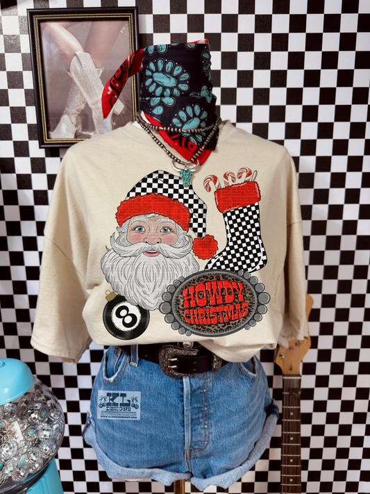 Howdy Christmas Checkered Santa Collage