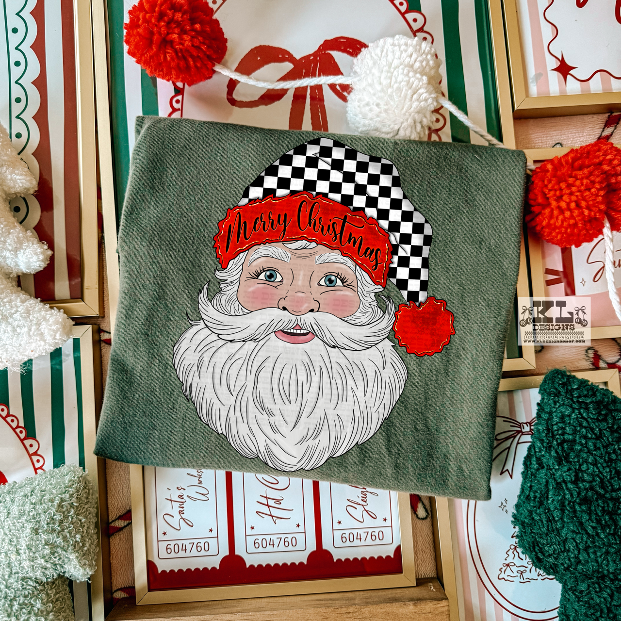 Merry Christmas Red Checkered Santa