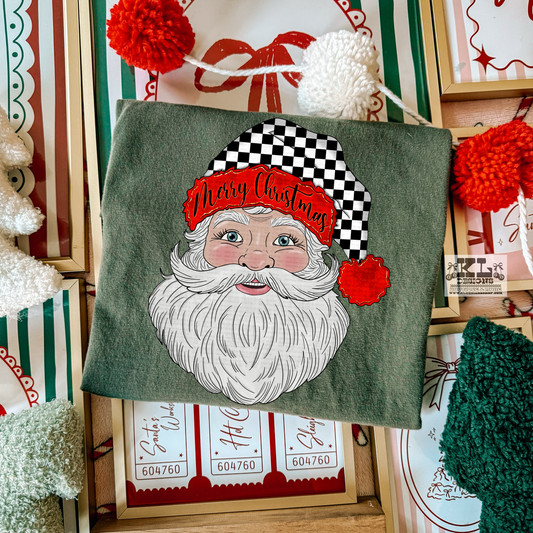 Merry Christmas Red Checkered Santa