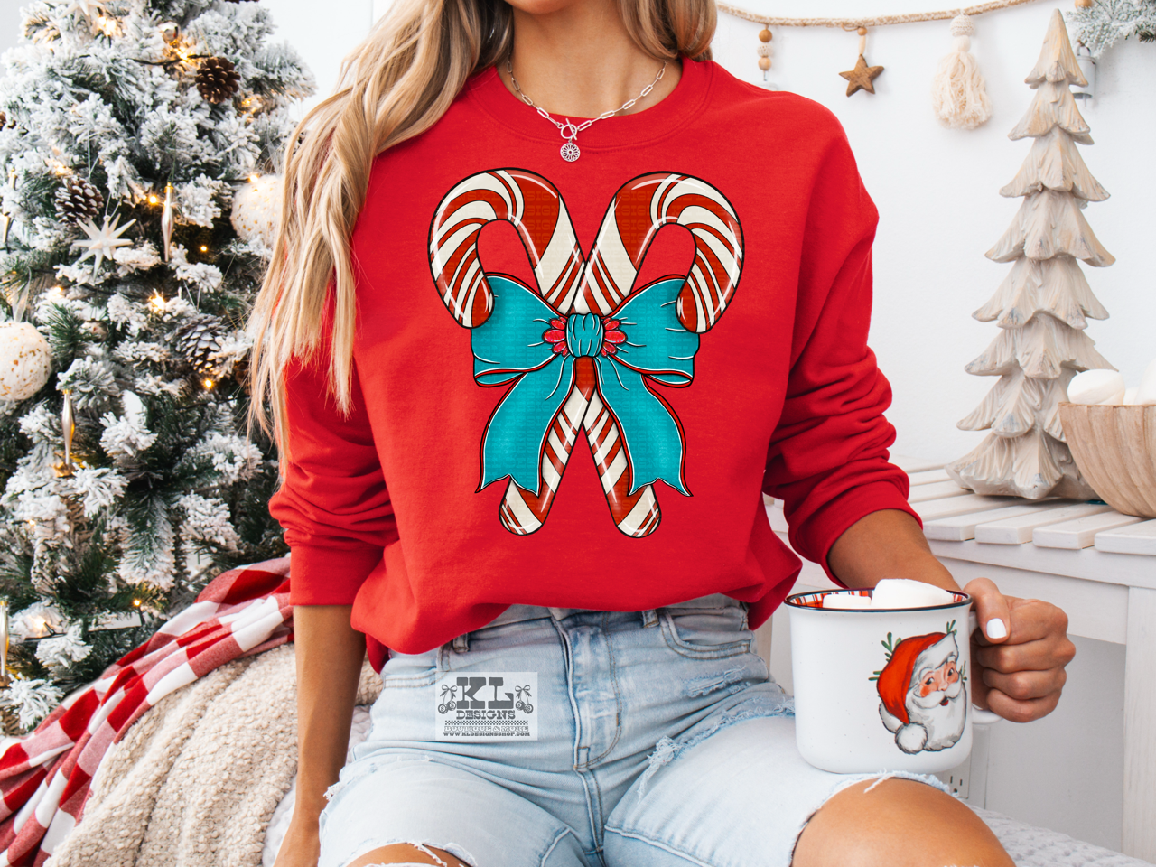 Turquoise Ribbon Candy Canes