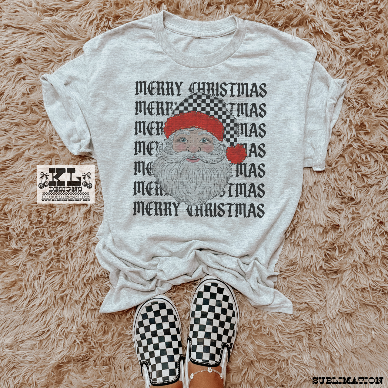 Checkered Santa Merry Christmas Repeat