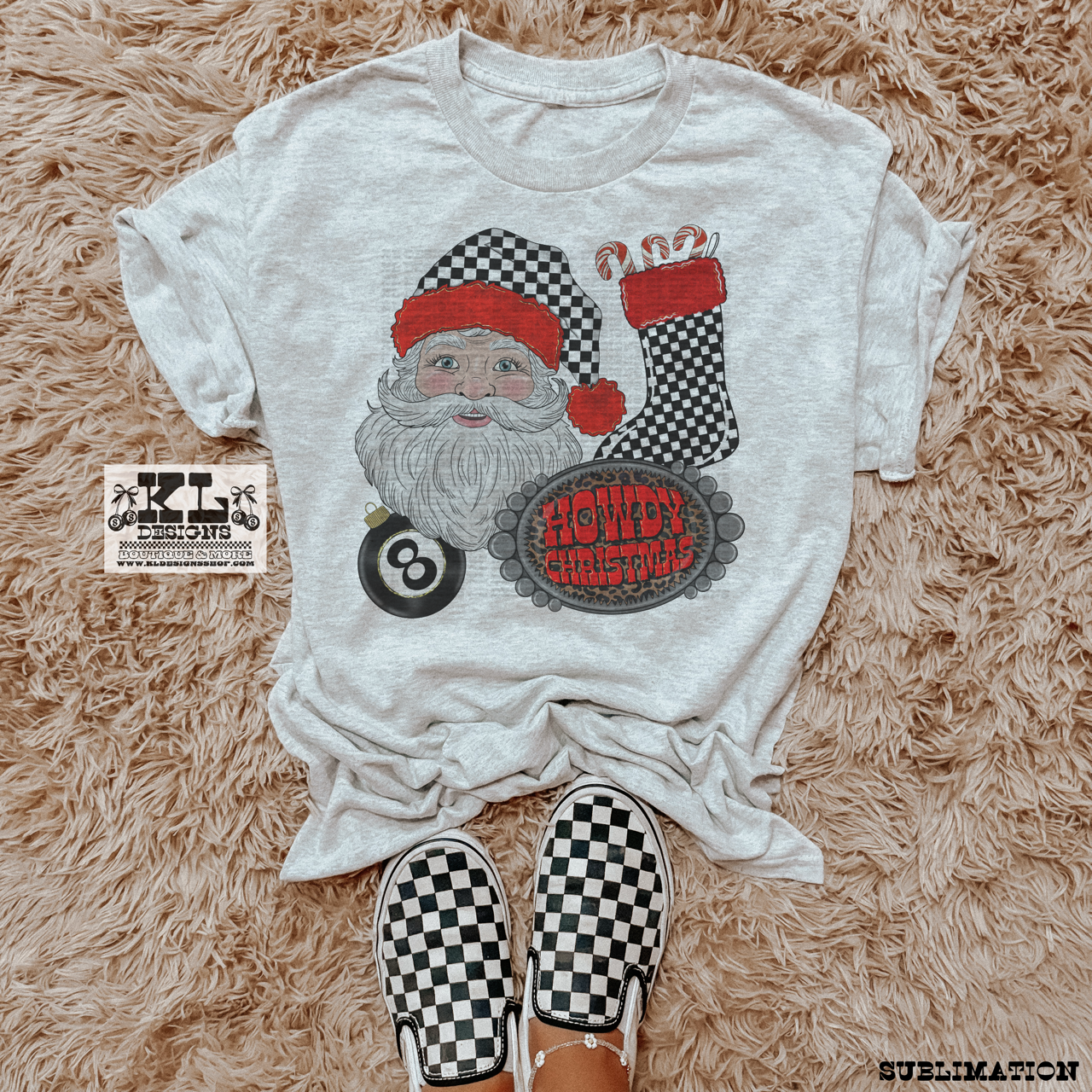 Howdy Christmas Checkered Santa Collage