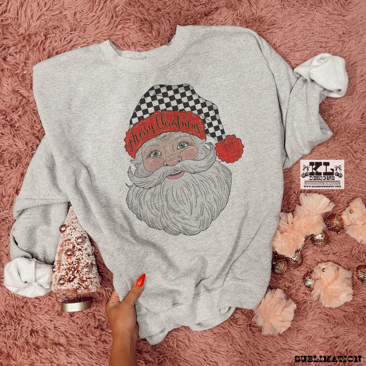 Merry Christmas Red Checkered Santa