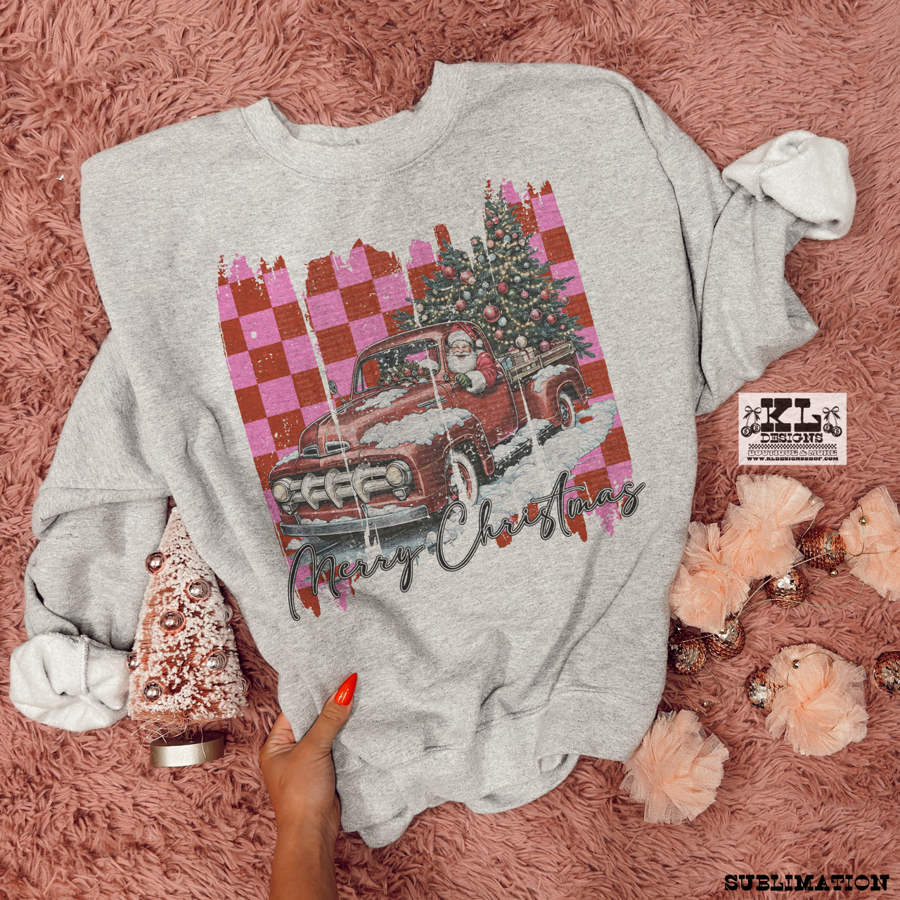 Pink/Red Merry Christmas Truck