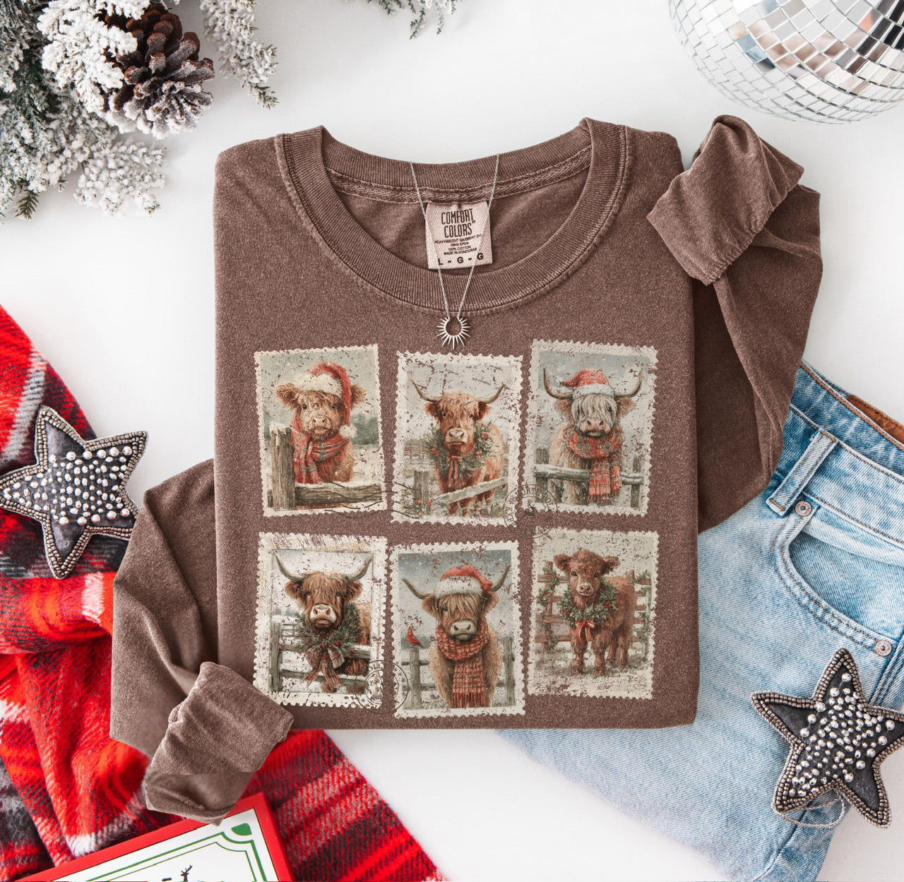 Vintage Distressed Highland Christmas Stamps