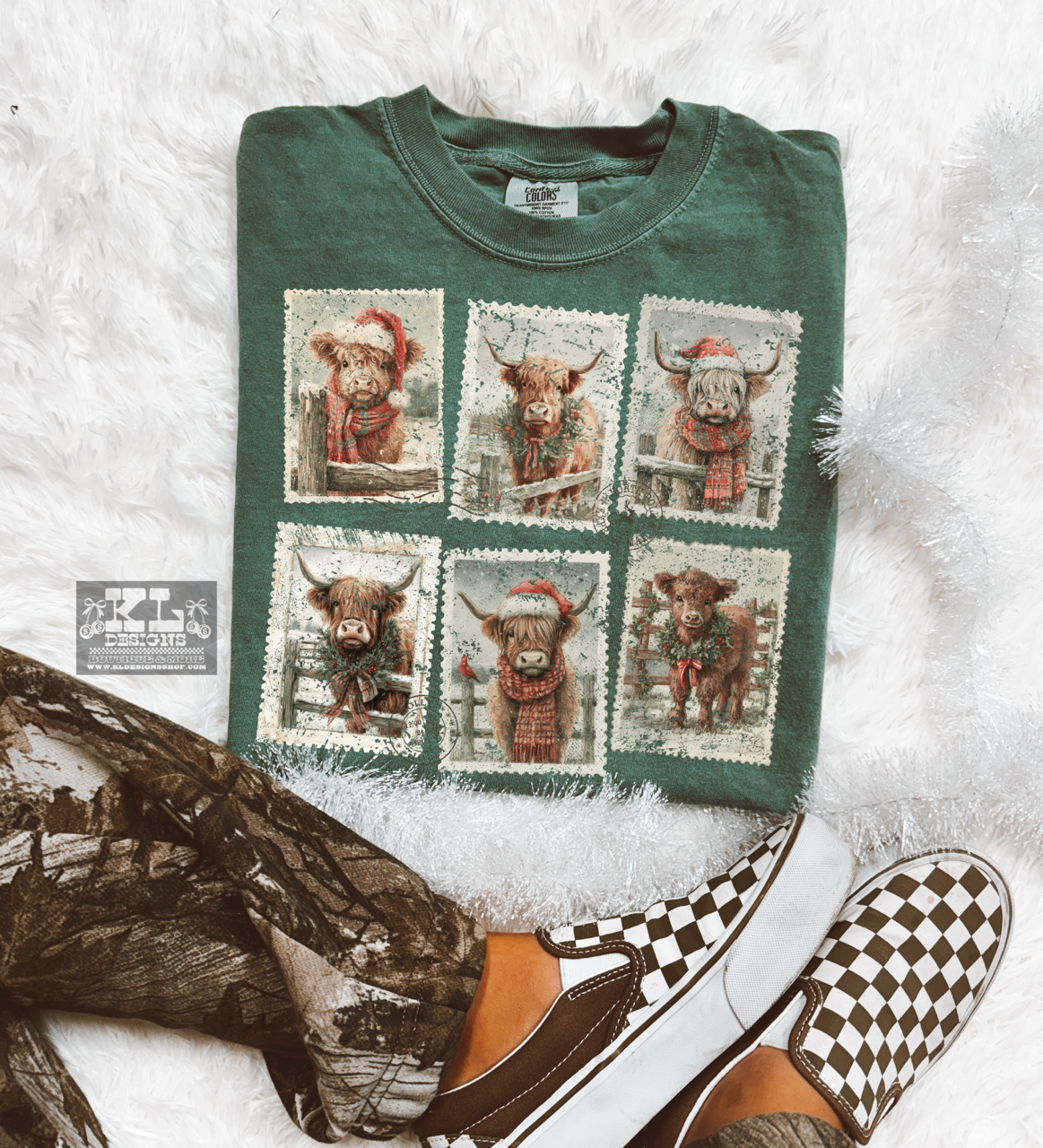 Vintage Distressed Highland Christmas Stamps