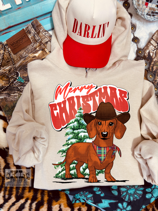 Merry Christmas Cowboy Dachshund