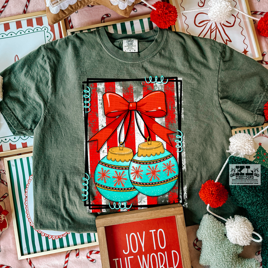 Vintage Stripes Bow Ornaments