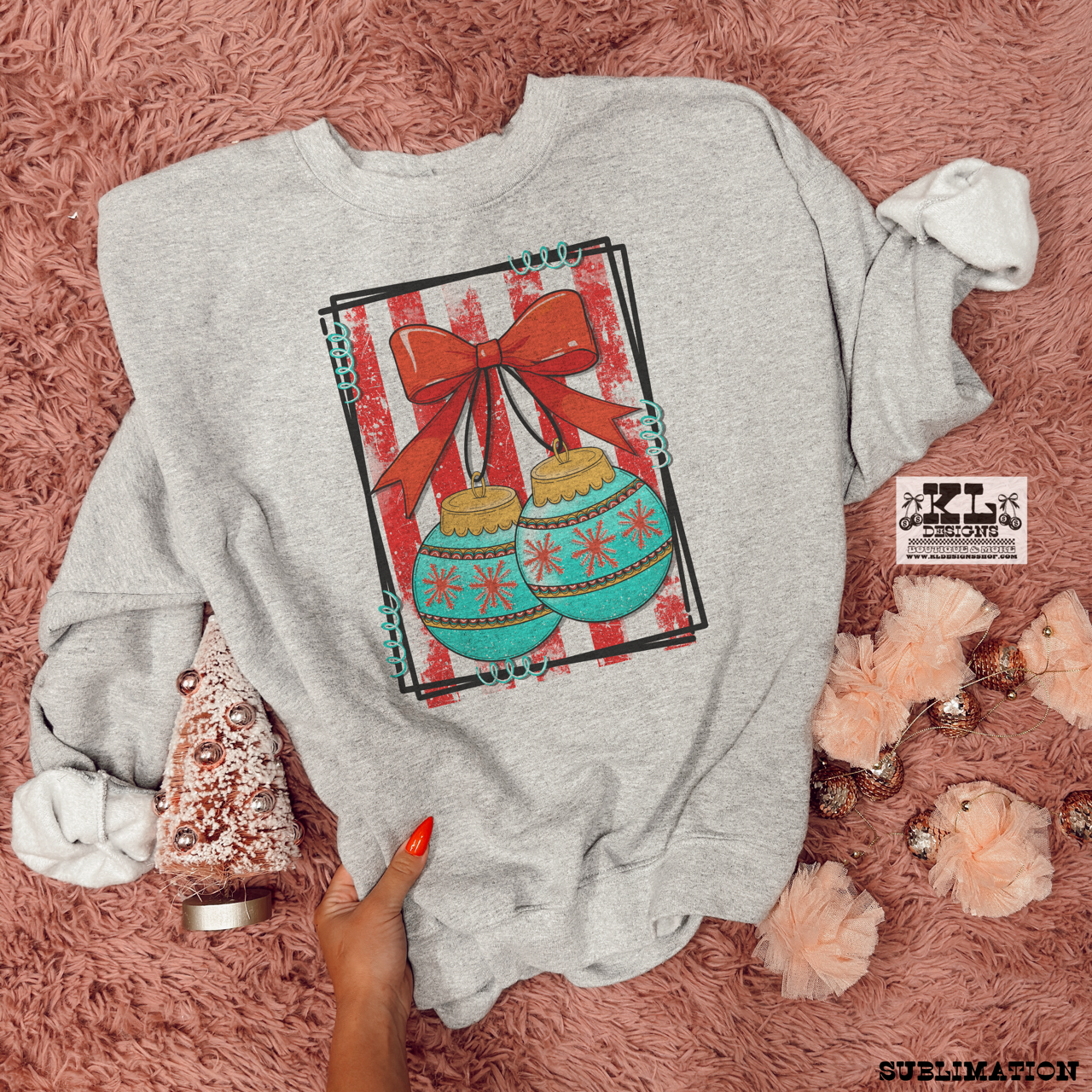 Vintage Stripes Bow Ornaments