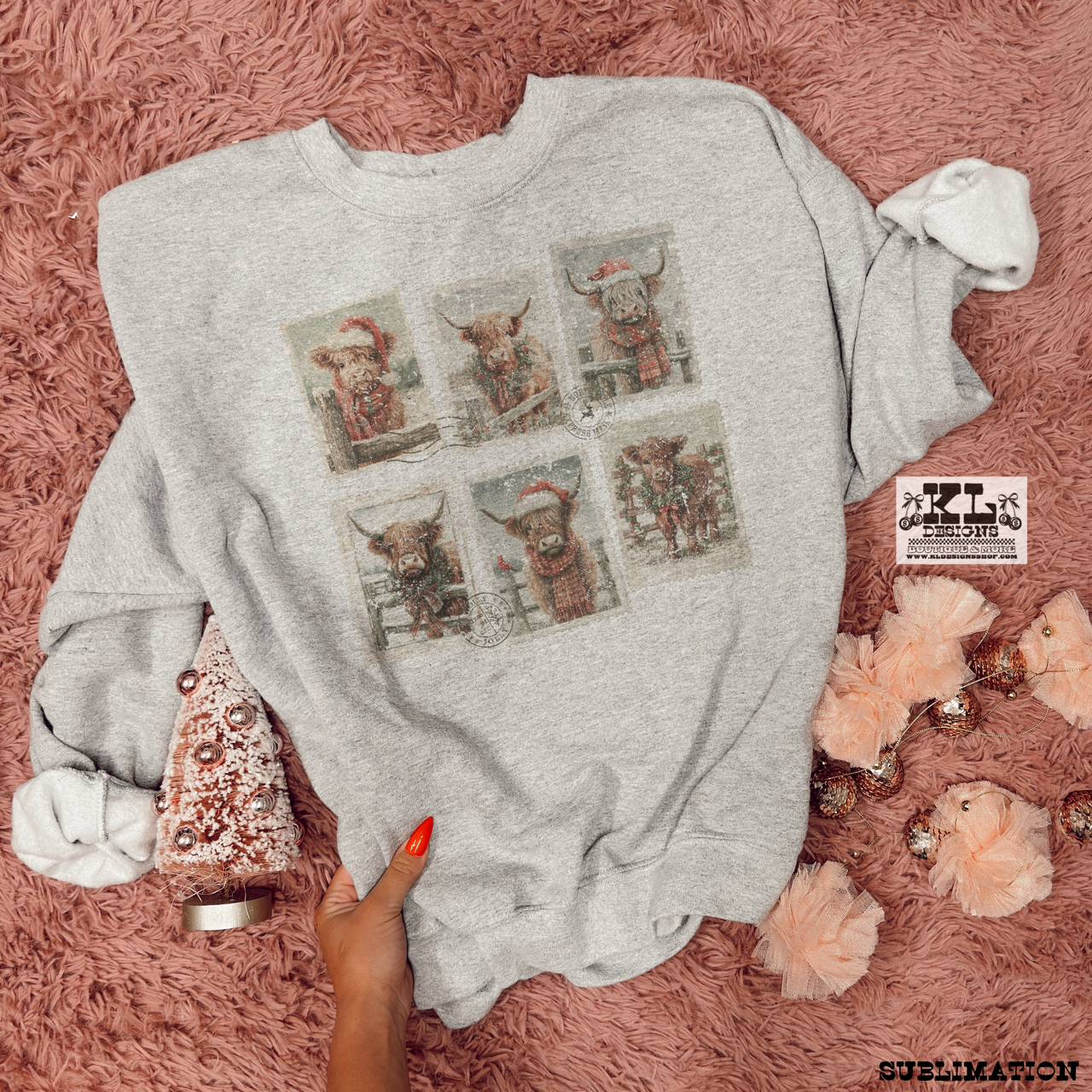 Vintage Distressed Highland Christmas Stamps