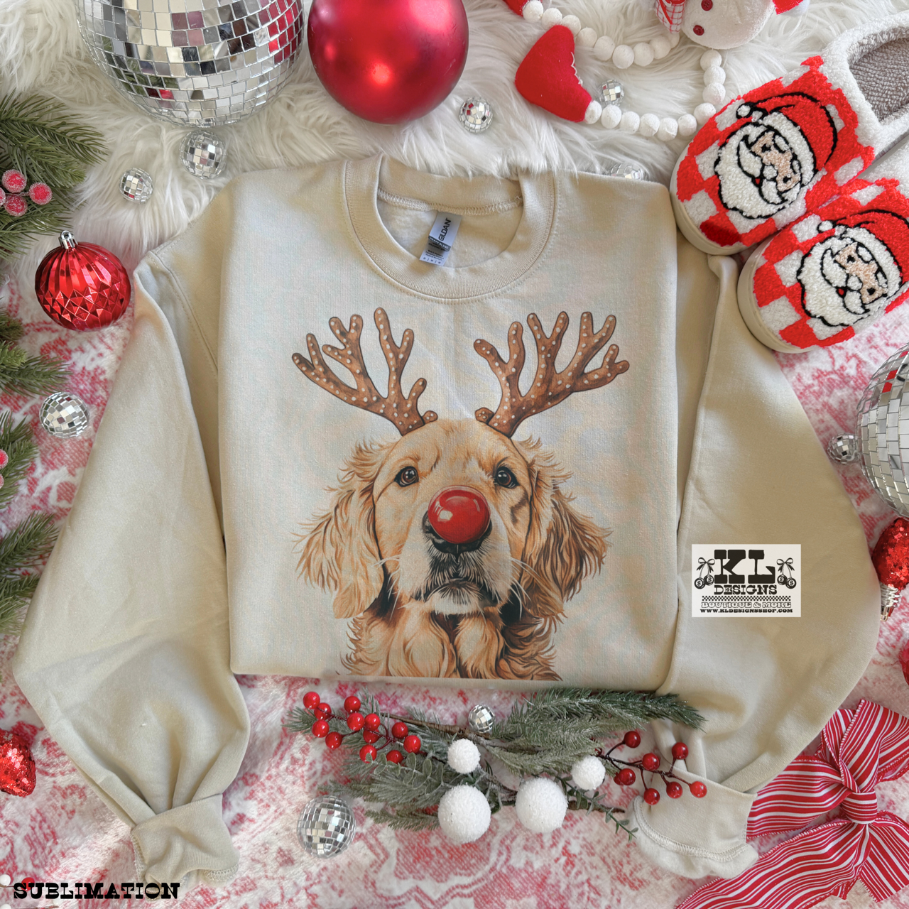 Custom Watercolor Reindeer Dog Portrait Clothing