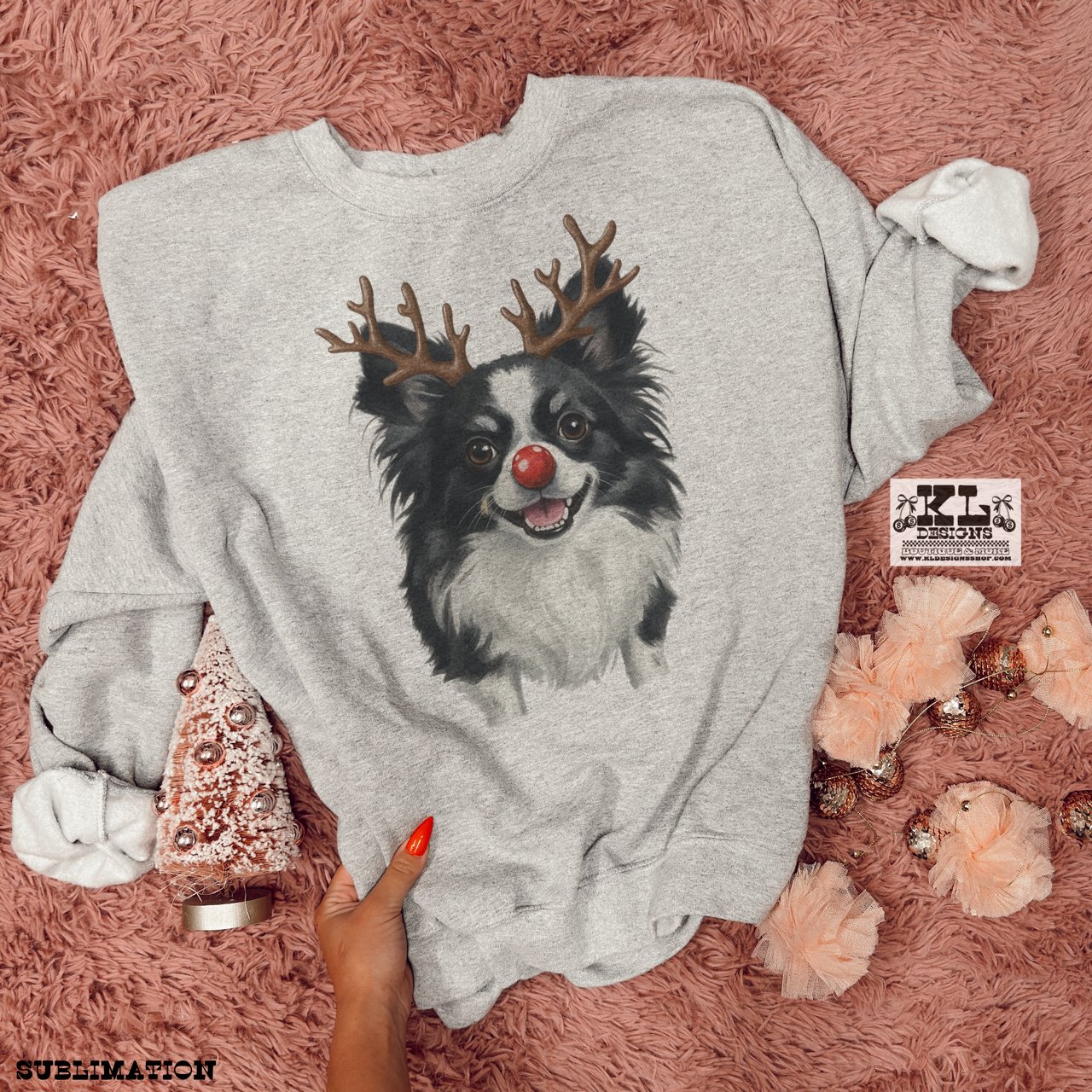 Custom Watercolor Reindeer Dog Portrait Clothing