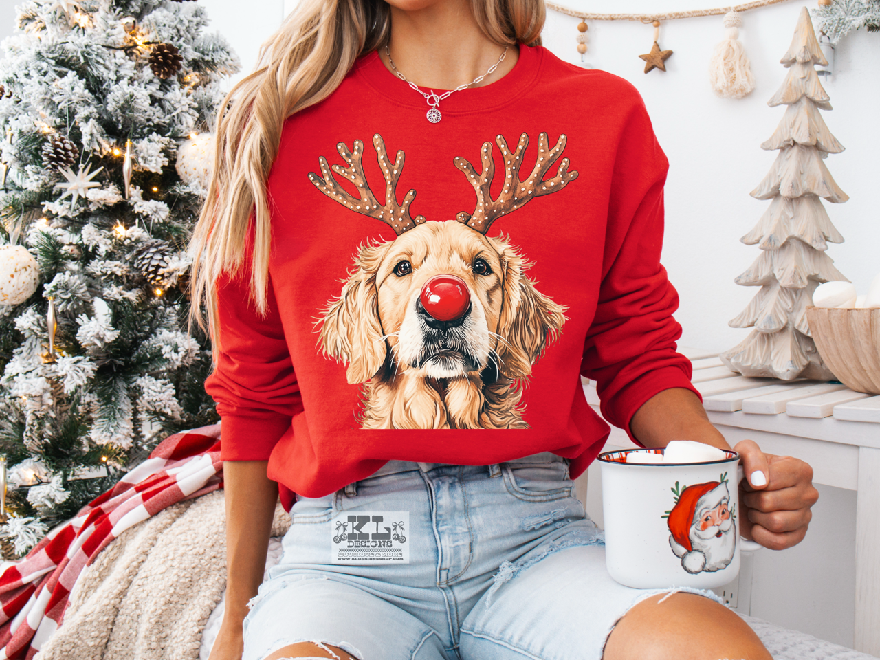 Custom Watercolor Reindeer Dog Portrait Clothing