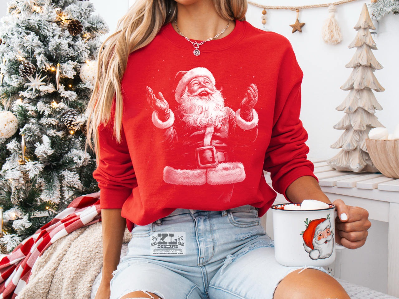 Jolly Snowing Santa White Tone
