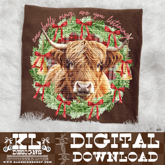 Highland Bows & Bells Wreath  | Digital Download