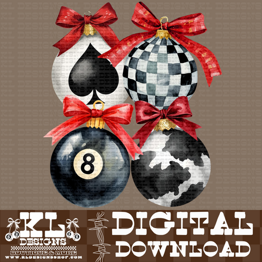 Edgy Christmas Watercolor Ornaments | Digital Download