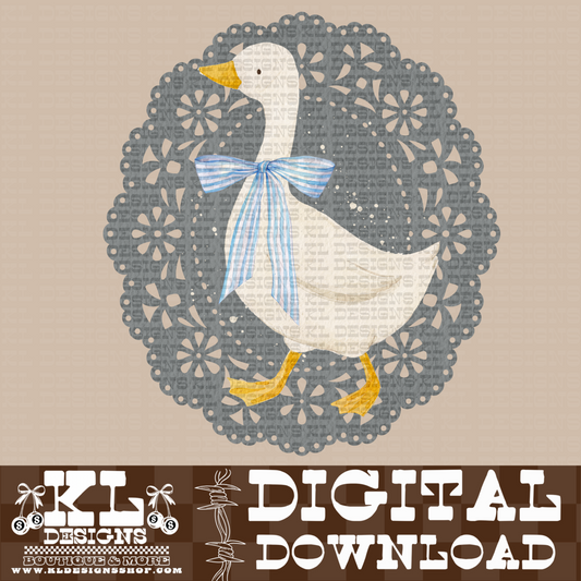 Vintage Grey Lace Bow Goose | Digital Download