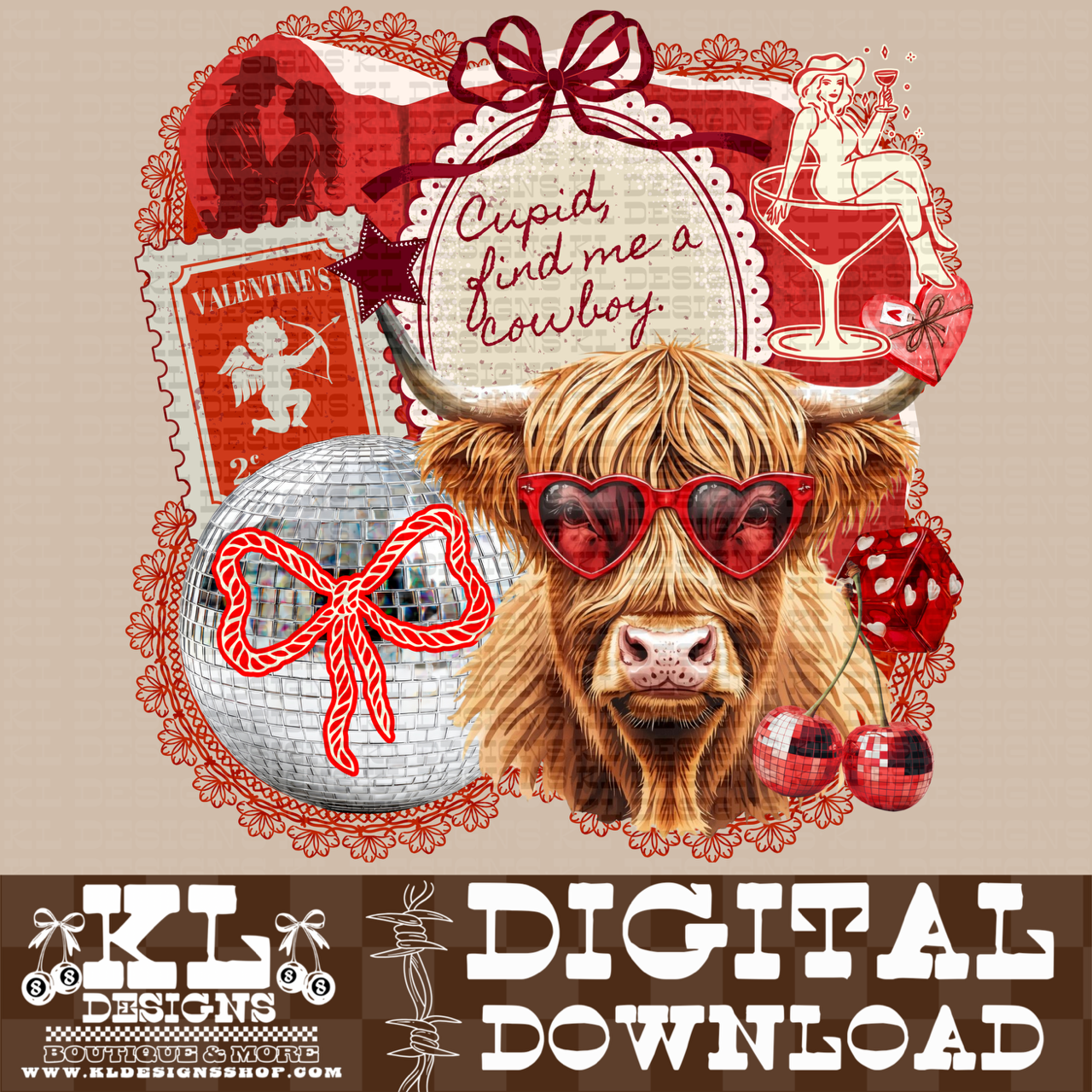 Western Highland Valentines Collage | Digital Download