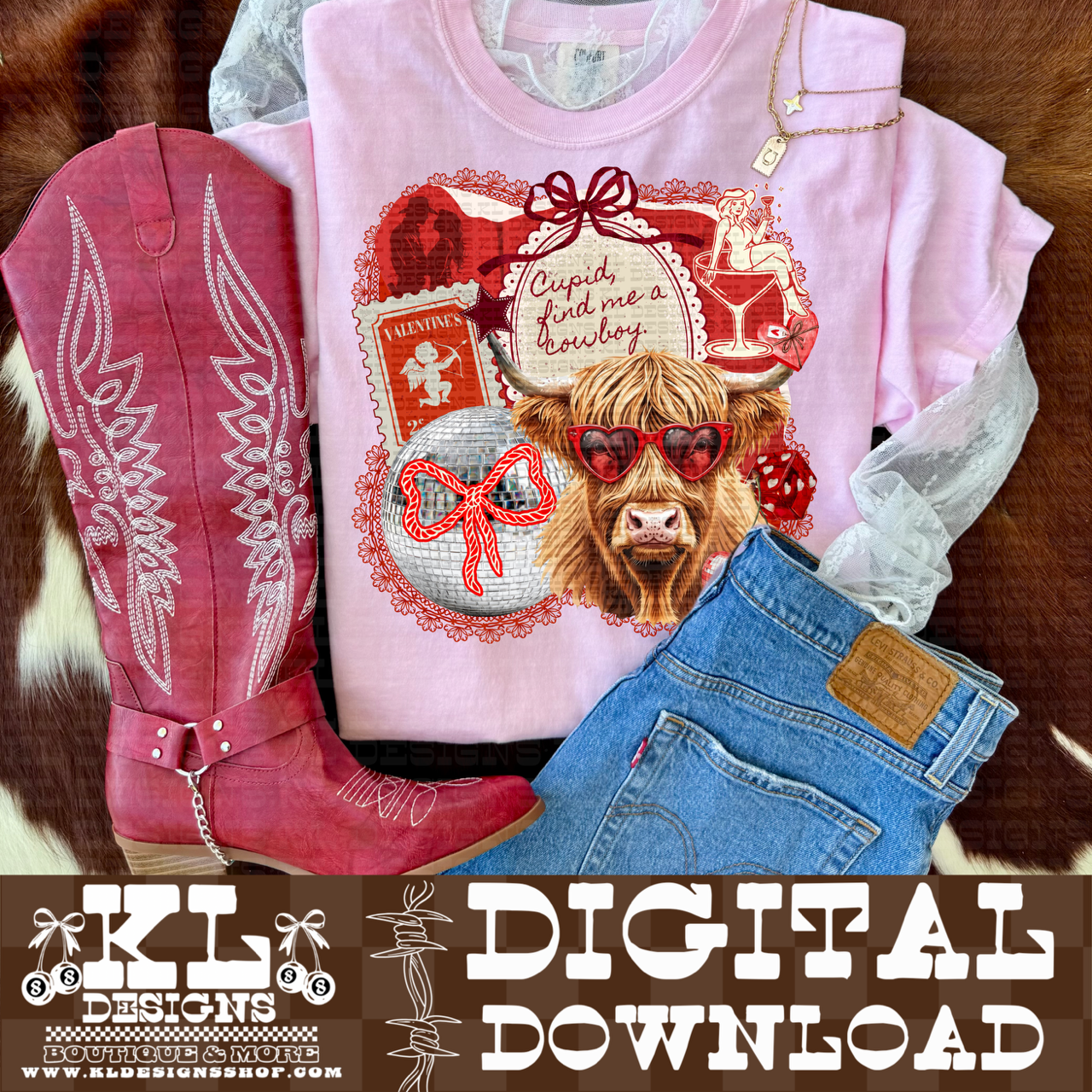 Western Highland Valentines Collage | Digital Download