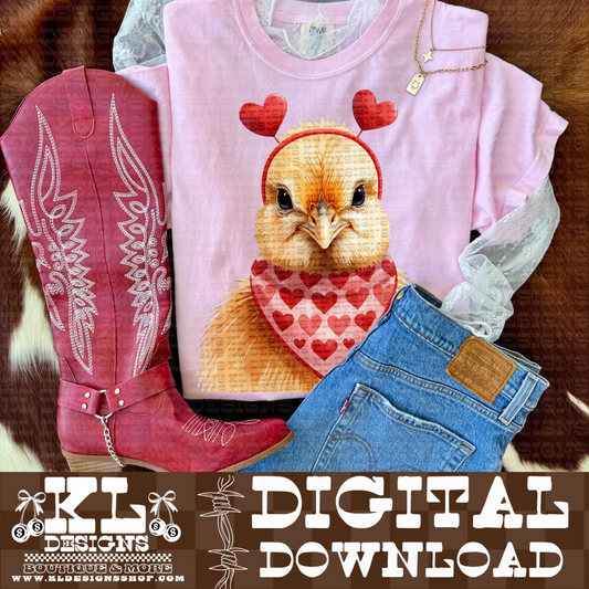 Valentine Chick Watercolor Portrait | Digital Download