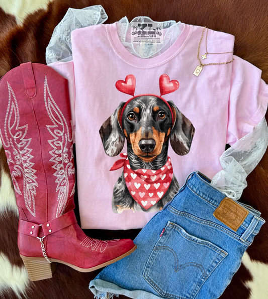 Valentine Dapple Dachshund Watercolor Portrait