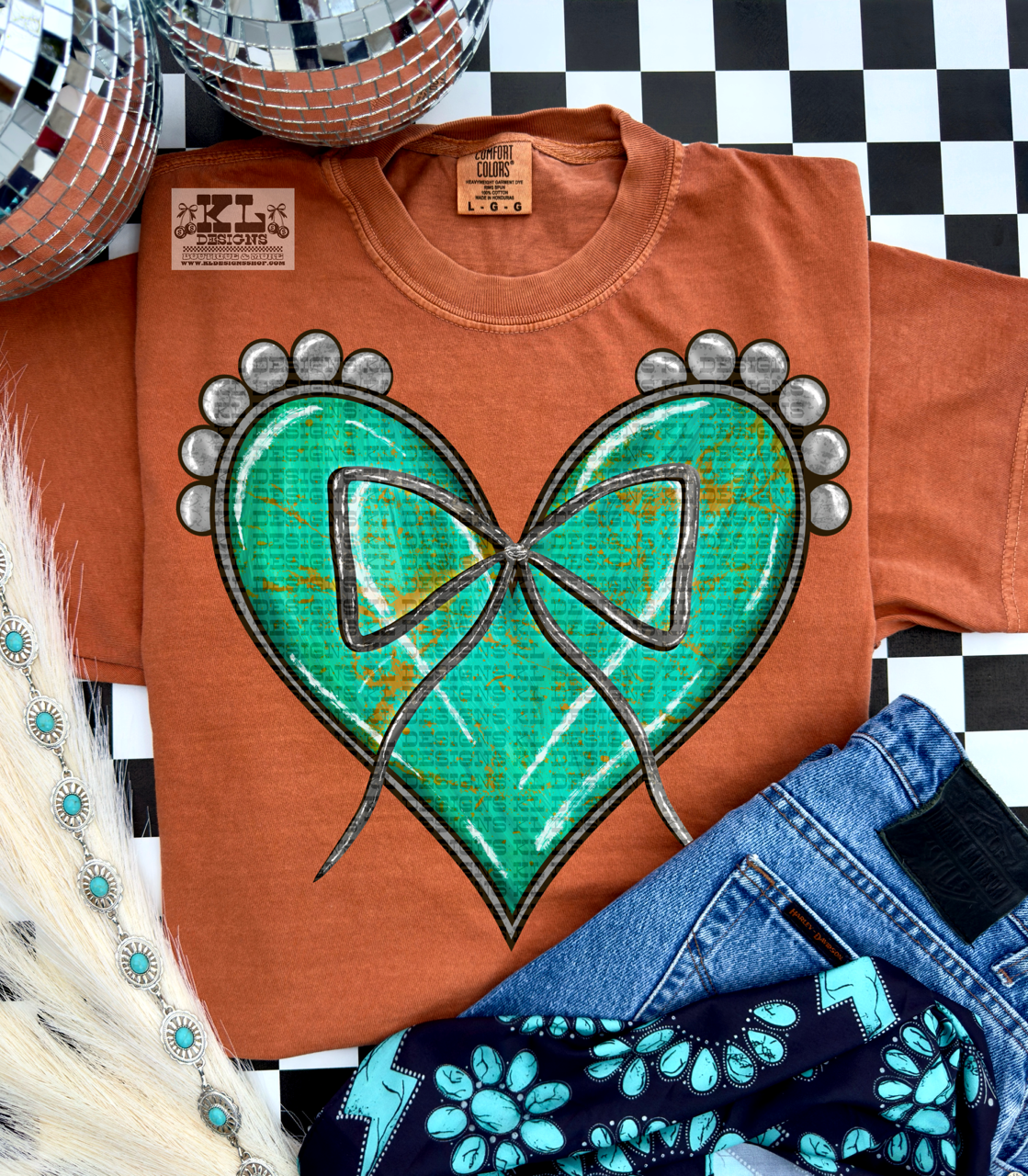 Turquoise Heart Jewel Watercolor