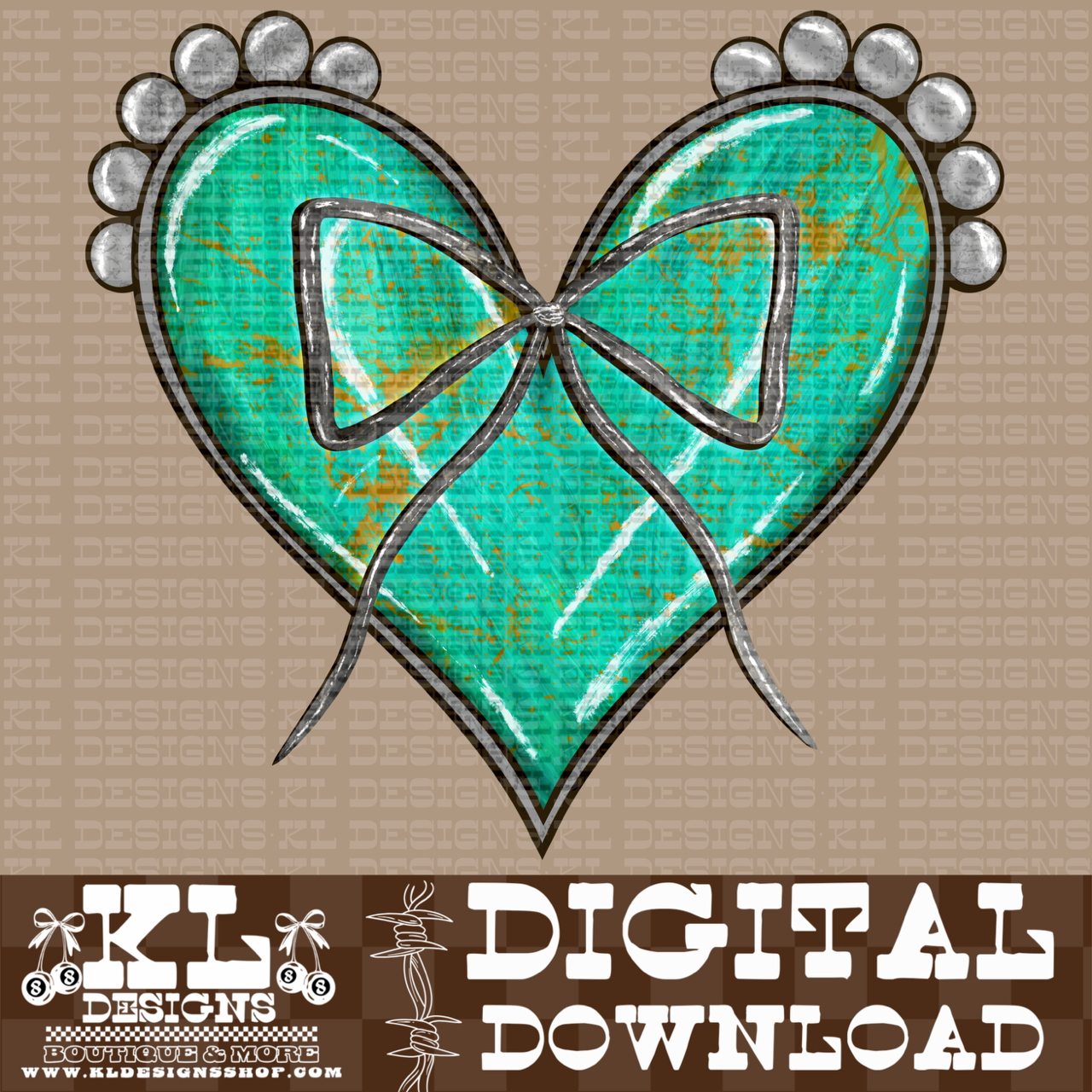 Turquoise Heart Jewel Watercolor