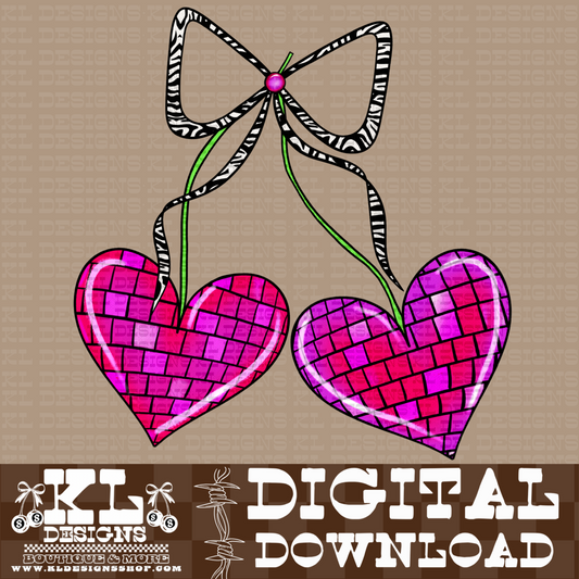 Zebra Disco Cherry Hearts | Digital Download