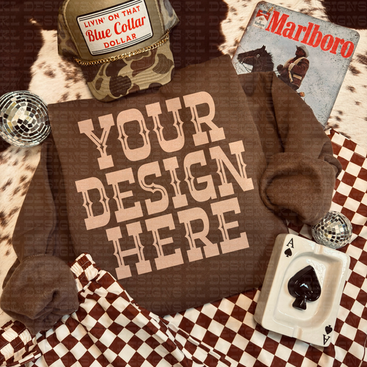 Western Checkered Grunge Brown Sweatshirt Mockup