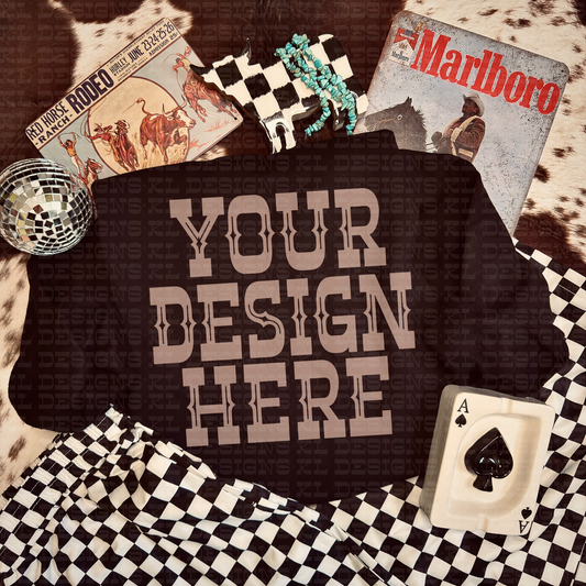 Western Checkered Grunge Black Sweatshirt Mockup