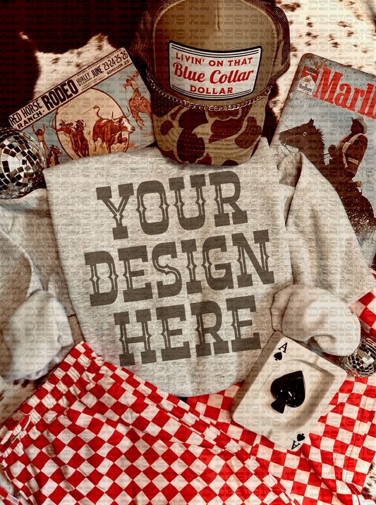 Western Checkered Grunge Ash Sweatshirt Mockup