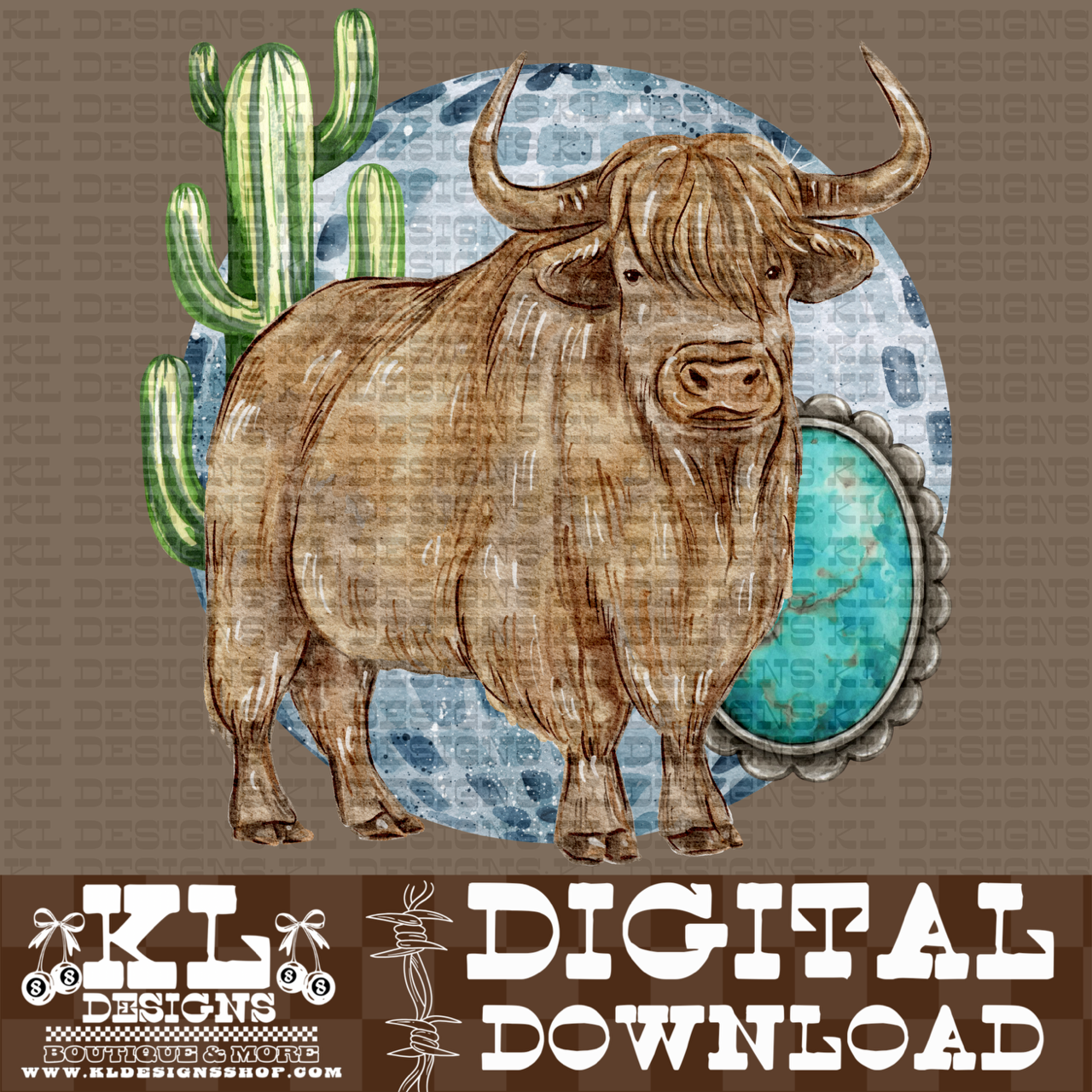 Disco Desert Highland Watercolor | Digital Download