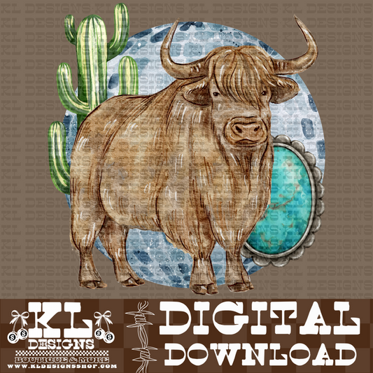 Disco Desert Highland Watercolor | Digital Download