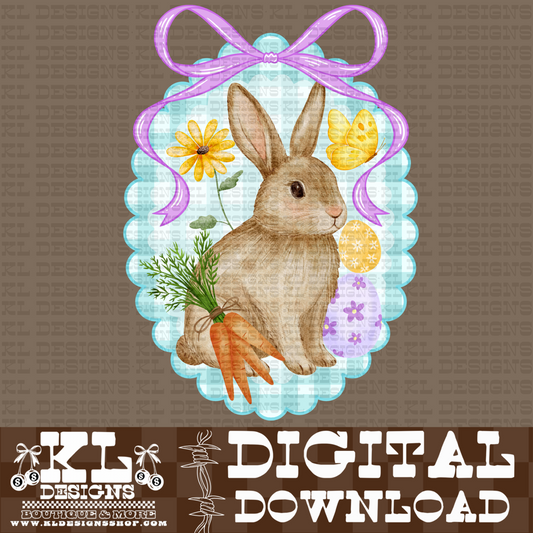 Gingham Easter Spring Bunny Watercolor | Digital Download