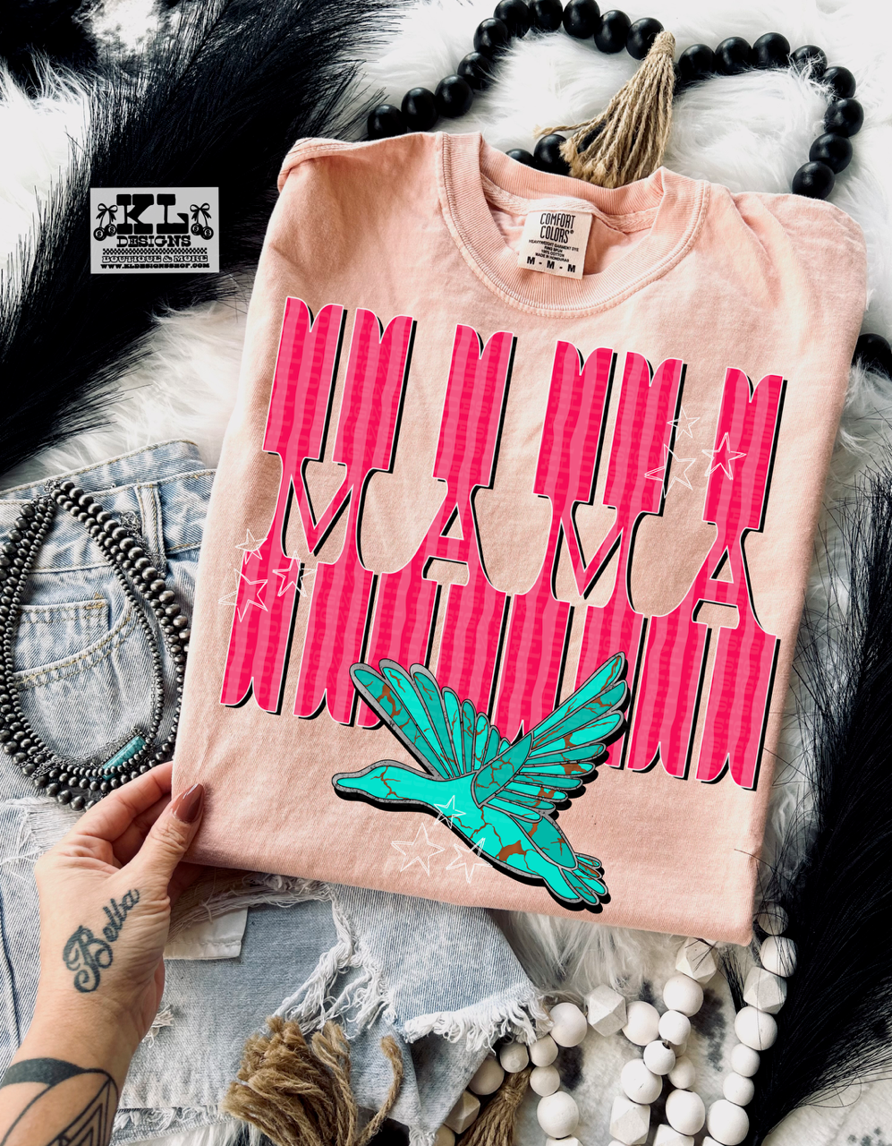 Pink Striped Turquoise Duck Mama