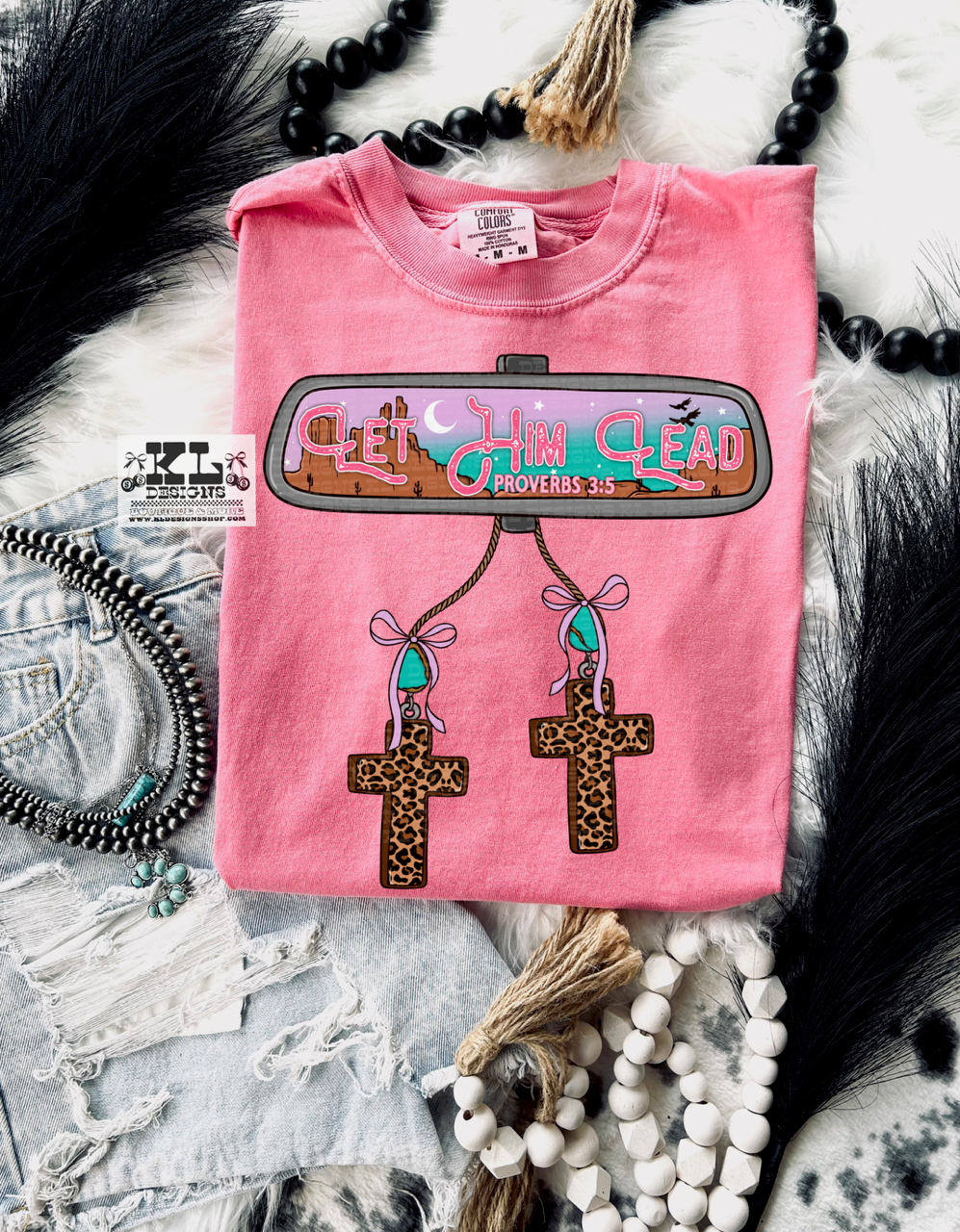 Let Him Lead Cross Rearview Charms