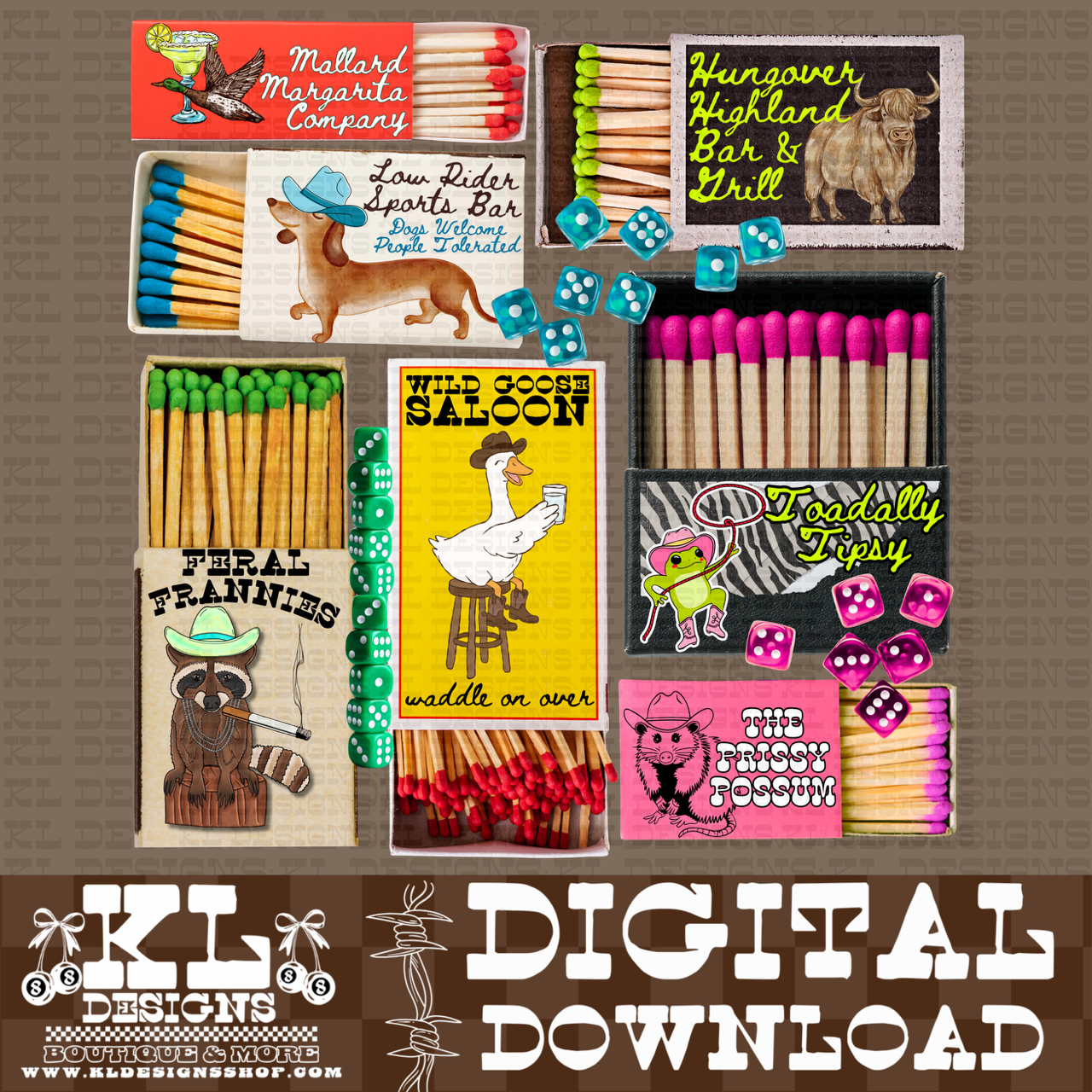 Western Animal Bar Matches Collage | Digital Download