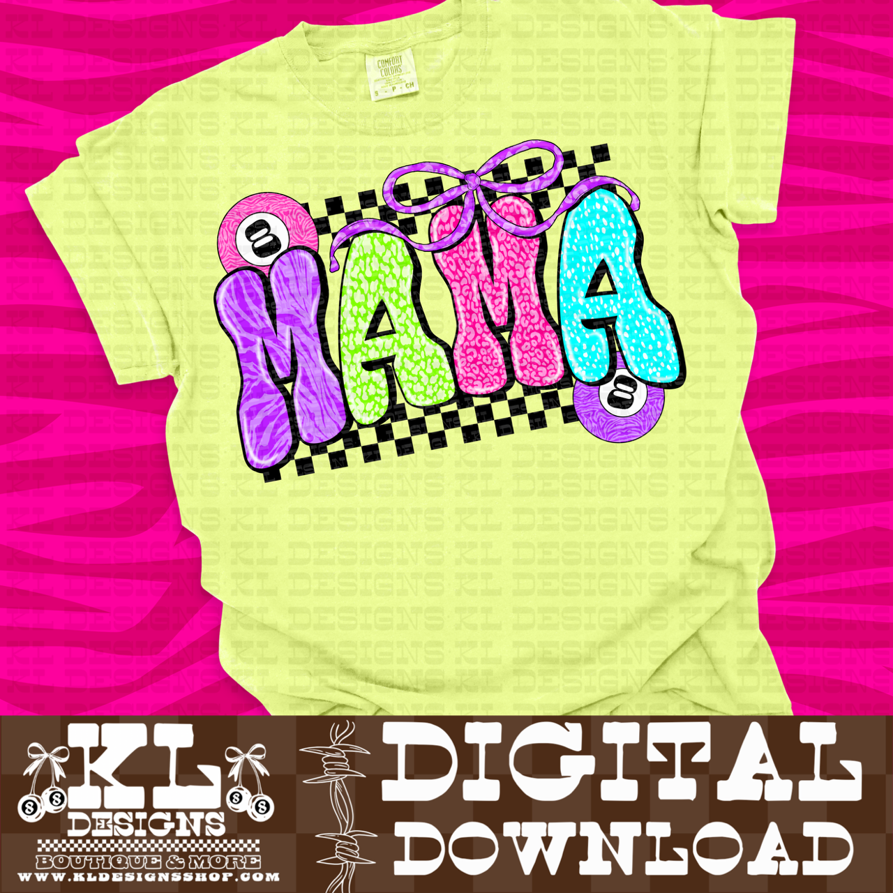 Mama Retro 8 Balls Colorful | Digital Download