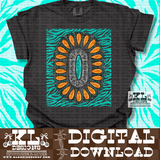 Distressed Zebra Turquoise Jewel  (4 files) | Digital Download