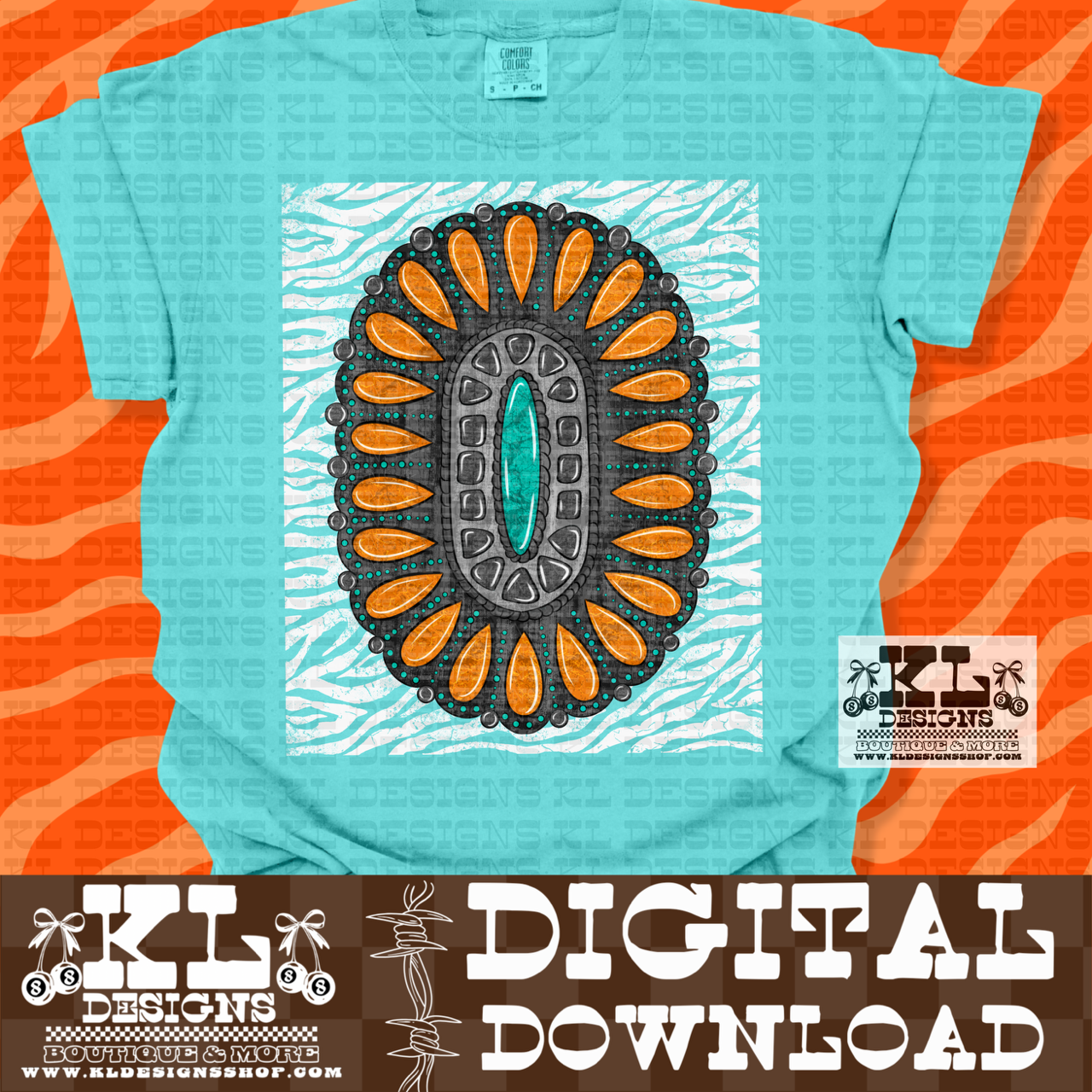 Distressed Zebra Turquoise Jewel  (4 files) | Digital Download