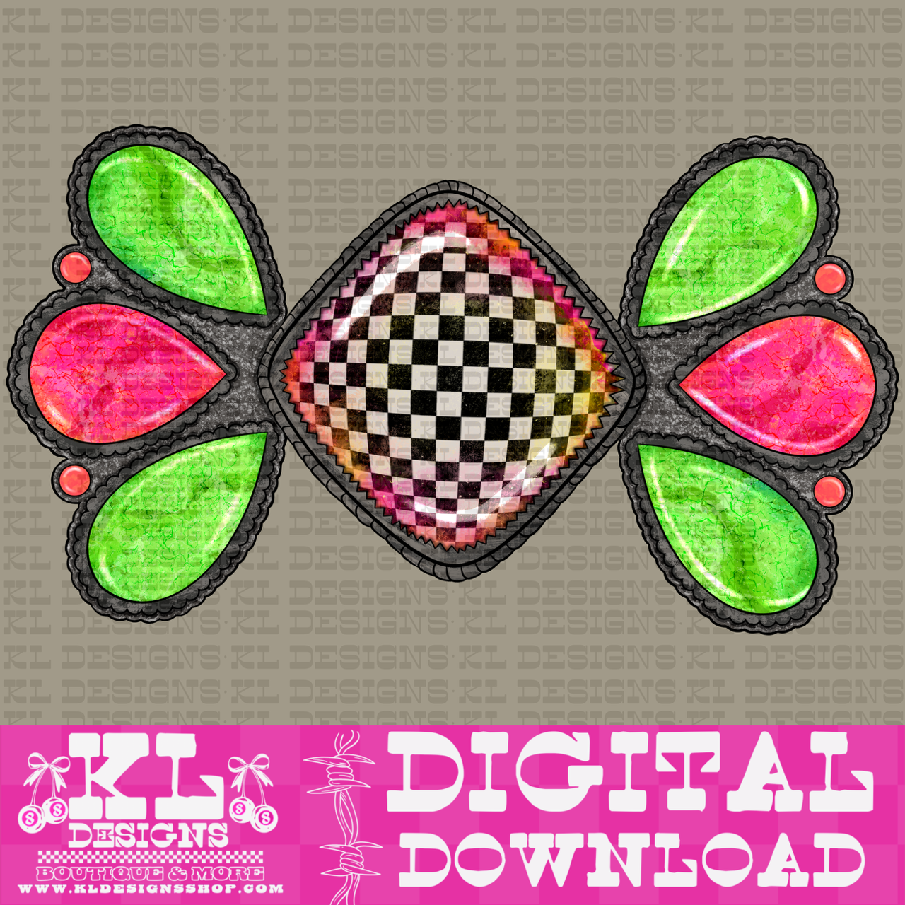 Checkered Pink&Green Jewel  (5 files) | Digital Download