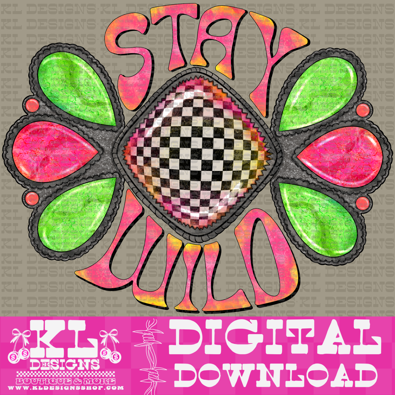 Checkered Pink&Green Jewel  (5 files) | Digital Download