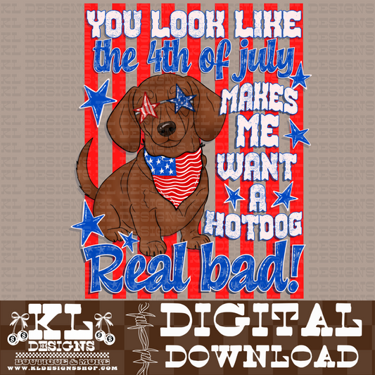 Stripe Patriotic Dachshund | Digital Download