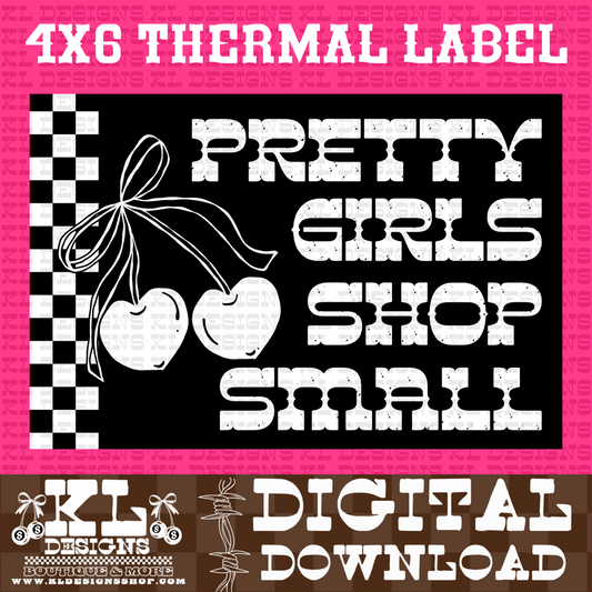 Pretty Girls Shop Small Cherries 4X6 Thermal Label | Digital Download