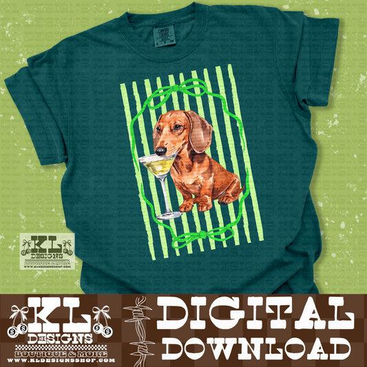 Green Stripes Weenie Martini | Digital Download