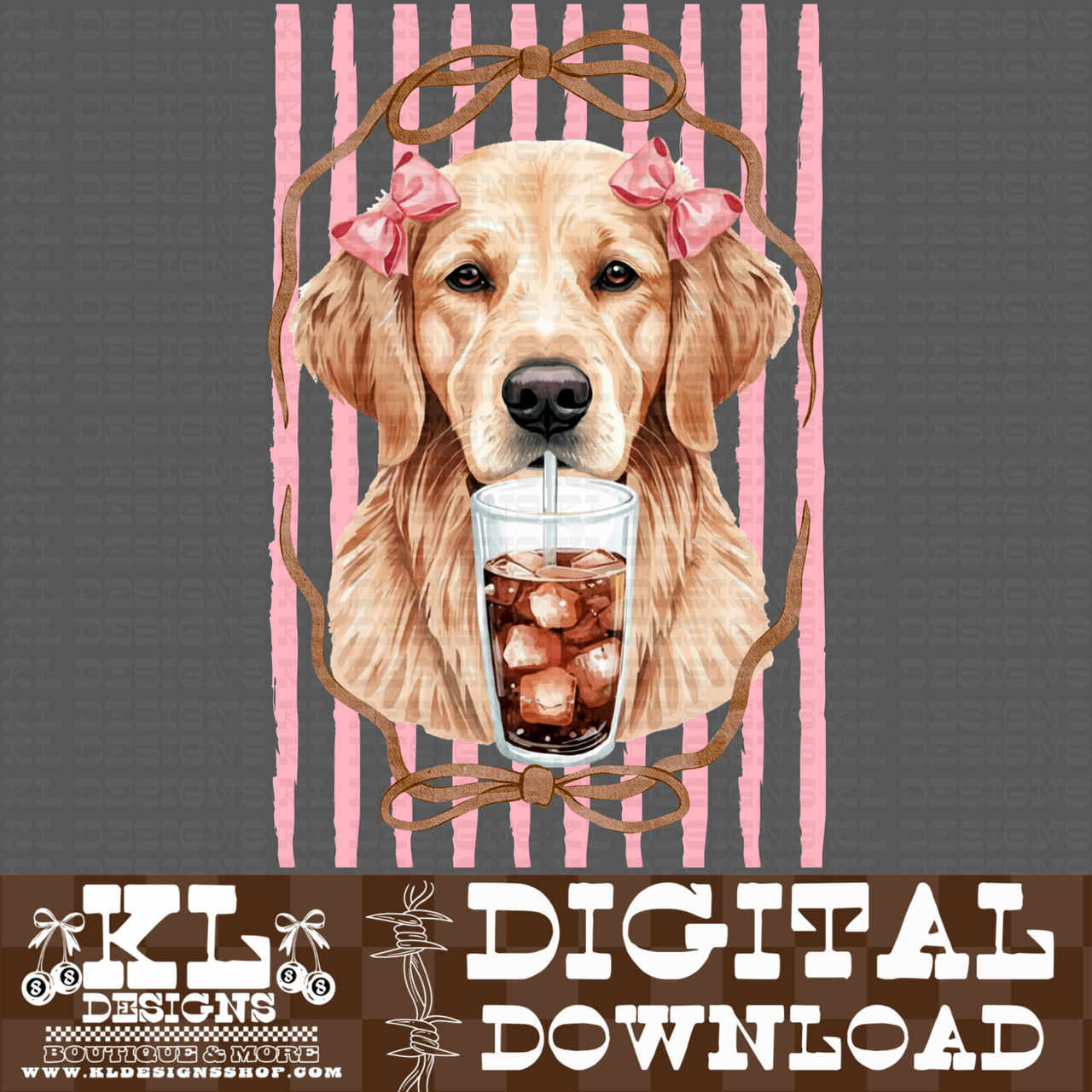 Golden Retreiver Preppy Ice Coffee | Digital Download