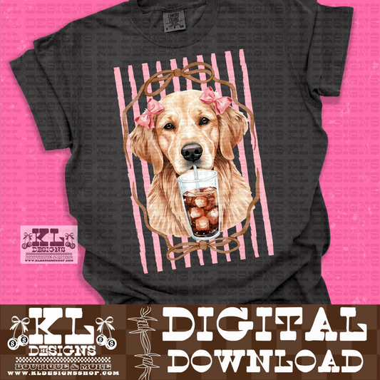 Golden Retreiver Preppy Ice Coffee | Digital Download