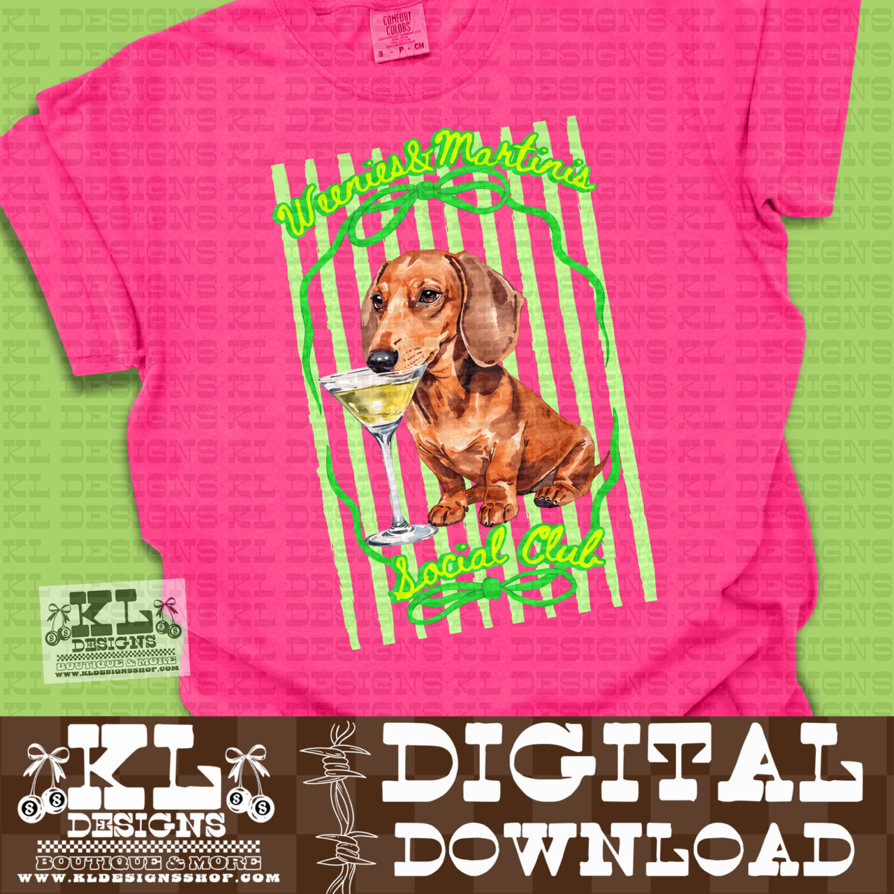 Green Stripes Weenie Martini | Digital Download